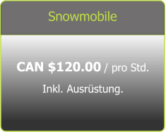 Snowmobile CAN $120.00 / pro Std. Inkl. Ausrüstung.